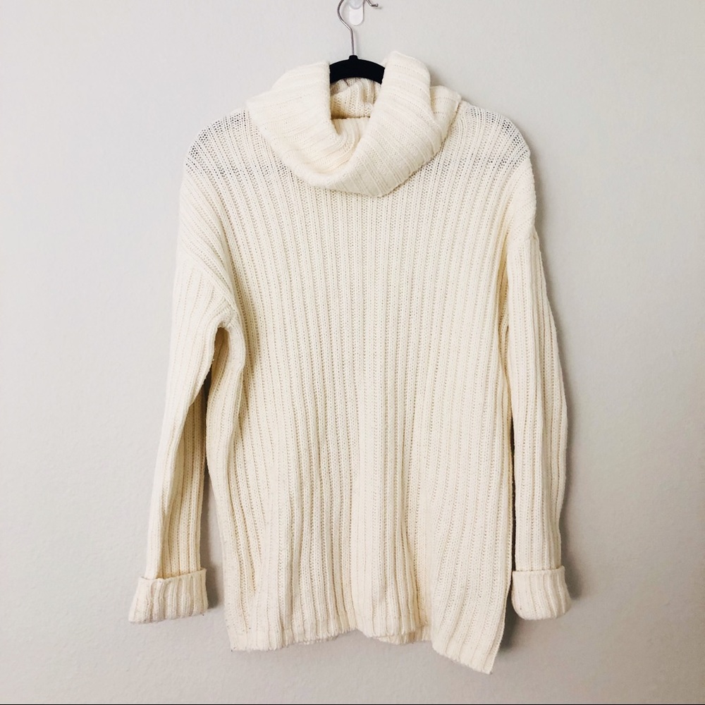 Long Turtleneck Cream Sweater